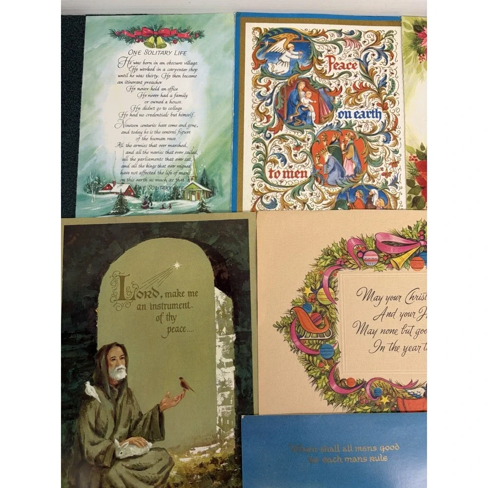 Vintage Christmas Cards Fronts ONLY Bible  Verses More Scrapbooking Crafts 50+